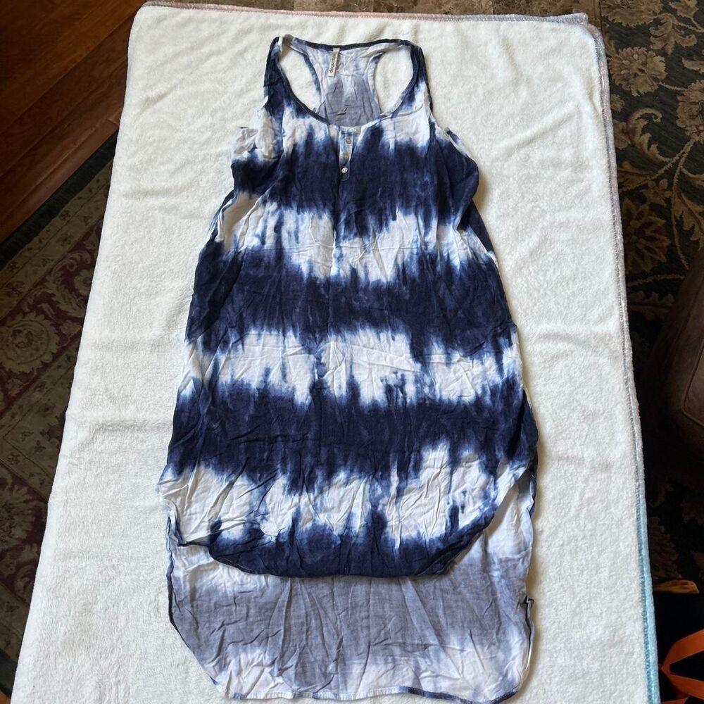 mittoshop Navy white tie-dye midi dress swim suit cover up beach summer one sz
